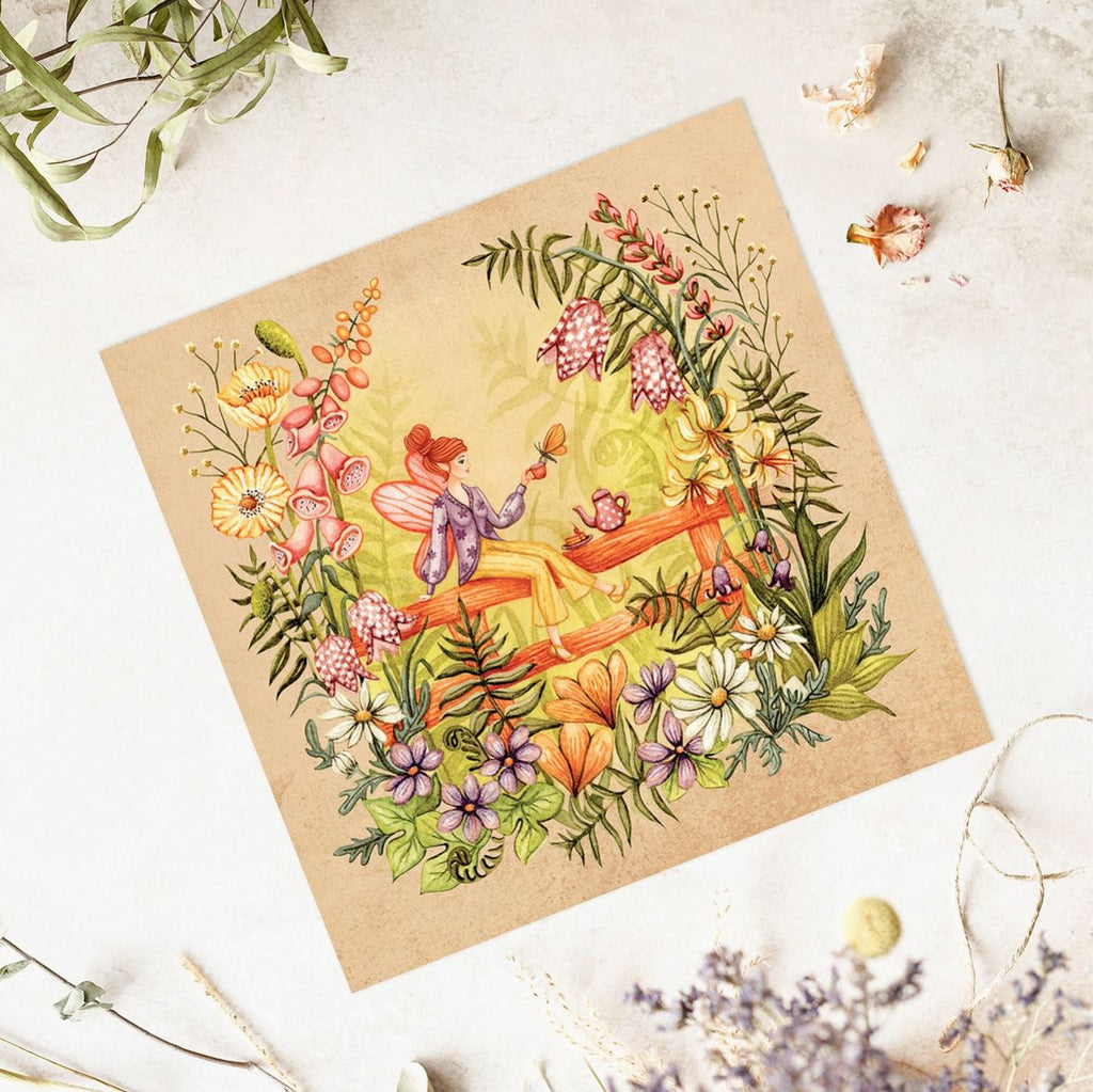 Carte postale ou de vœux - Une fée des fleurs