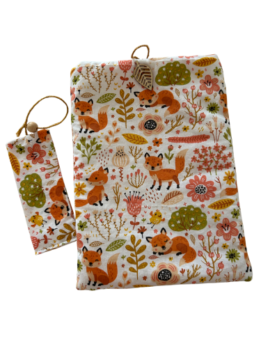 Housse protège livre + Marque-page offert - Pièce unique - Renard