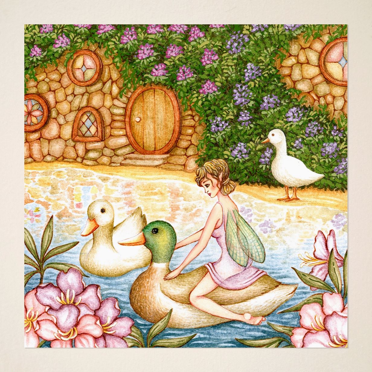 Carte postale ou de vœux - Une fée du printemps