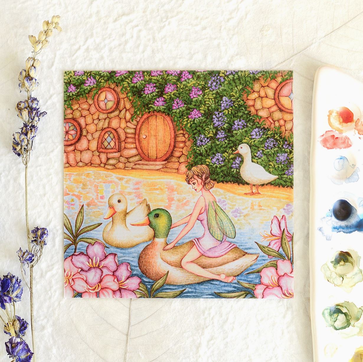 Carte postale ou de vœux - Une fée du printemps