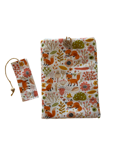 Housse protège livre + Marque-page offert - Pièce unique - Renard