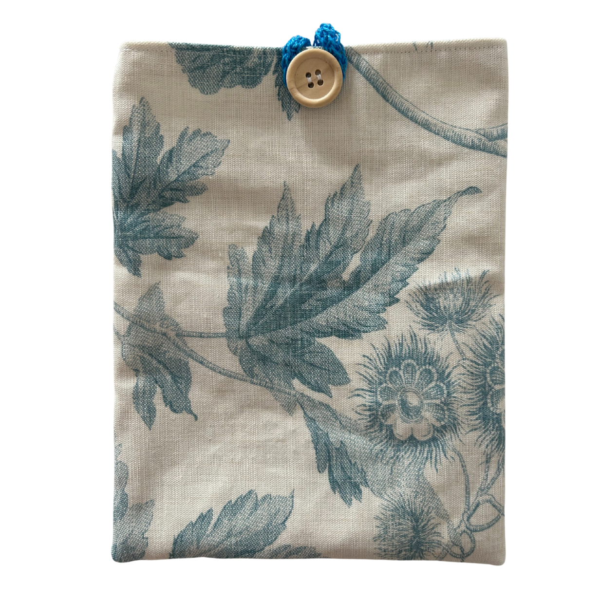 Housse protège livre + Marque-page offert - Pièce unique - Fleurs bleues