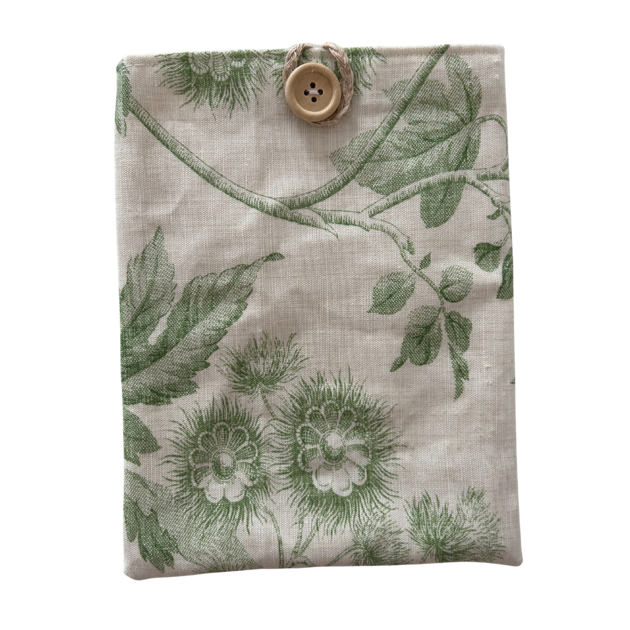 Housse protège livre + Marque-page offert - Pièce unique - Fleurs vertes