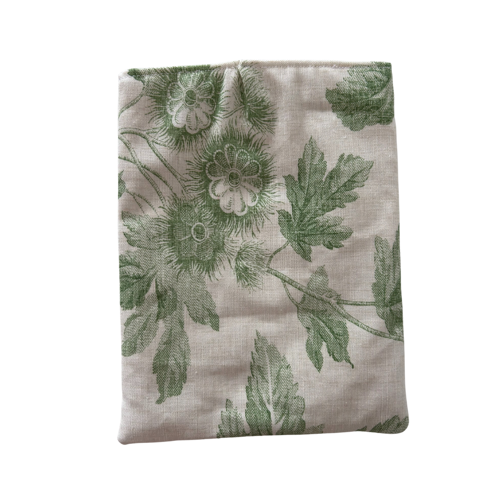 Housse protège livre + Marque-page offert - Pièce unique - Fleurs vertes