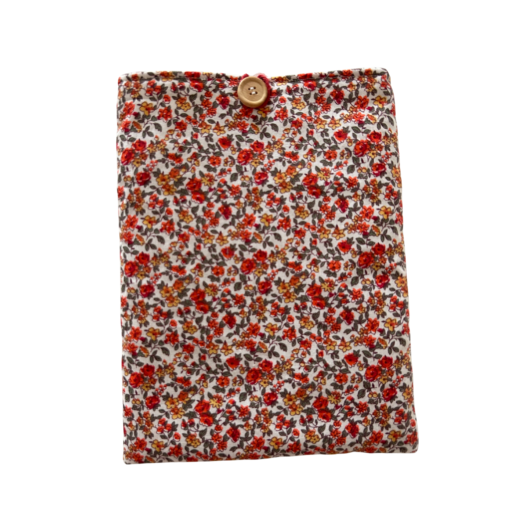 Housse protège livre + Marque-page offert - Pièce unique - Liberty orange