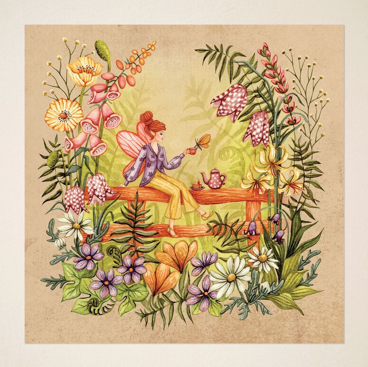 Carte postale ou de vœux - Une fée des fleurs