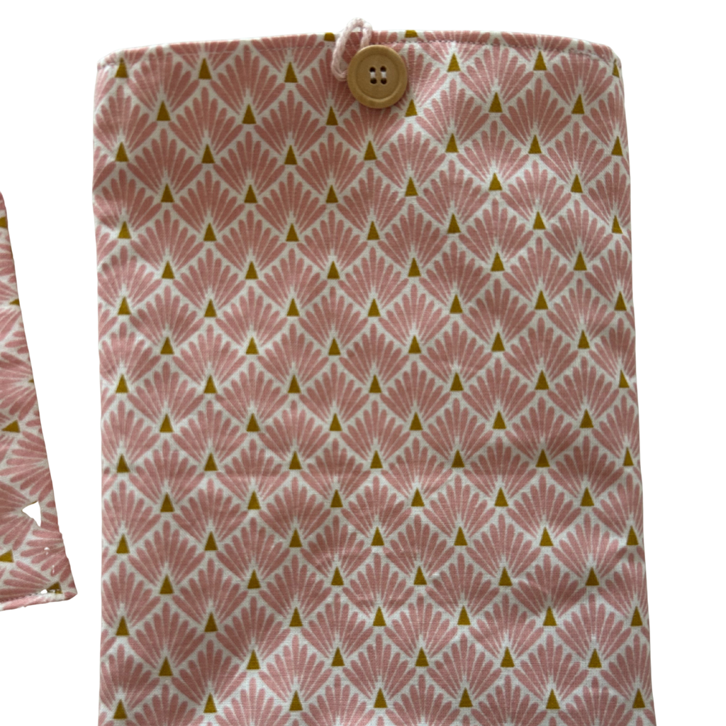 Housse protège livre + Marque-page offert - Pièce unique - Losanges roses
