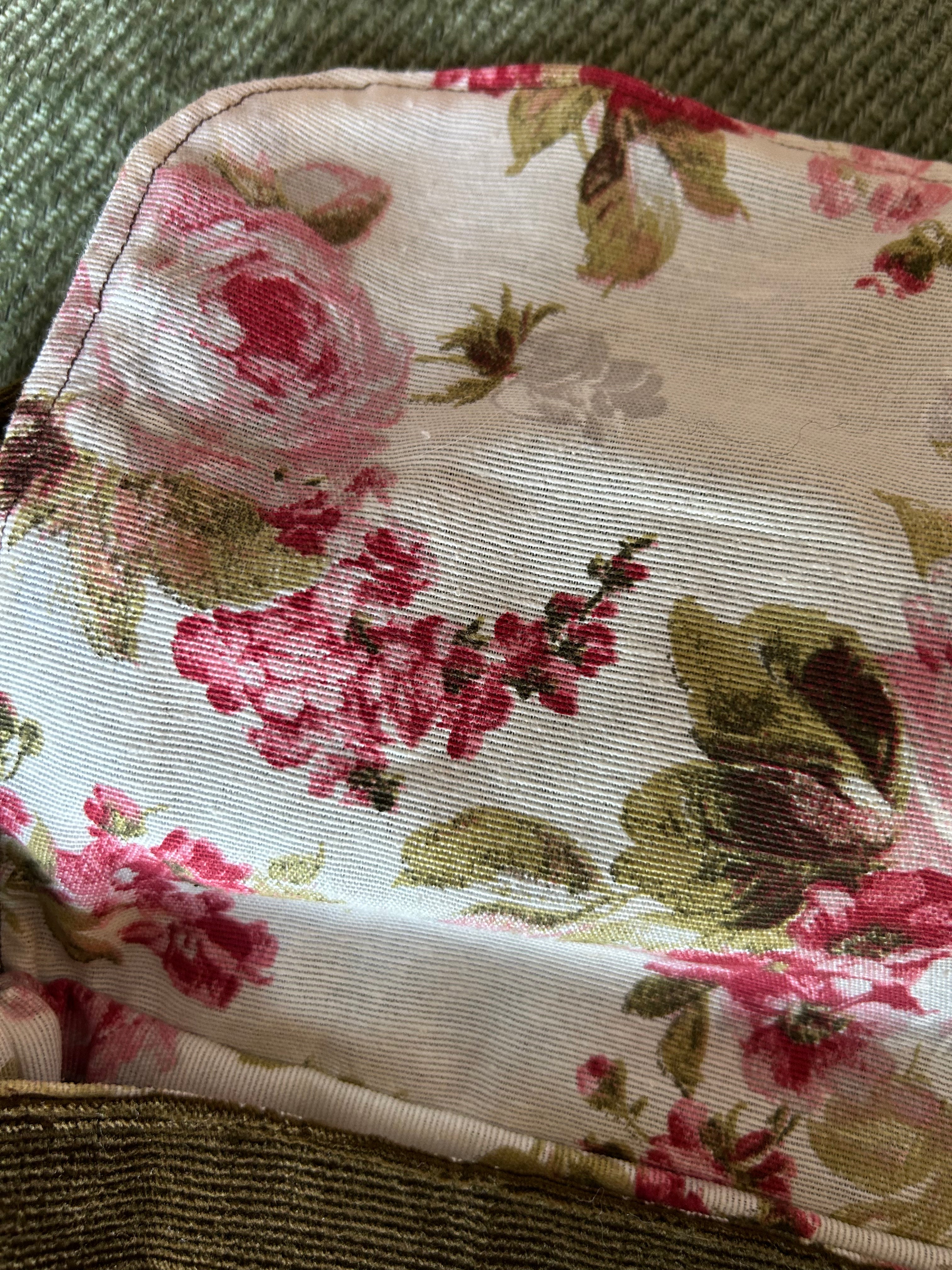 Sacoche réversible velours kaki