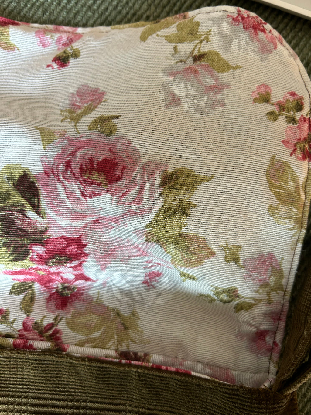 Sacoche réversible velours kaki