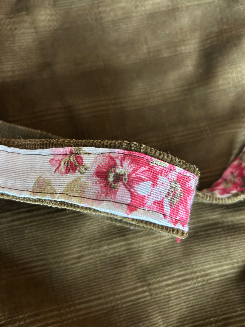 Sacoche réversible velours kaki