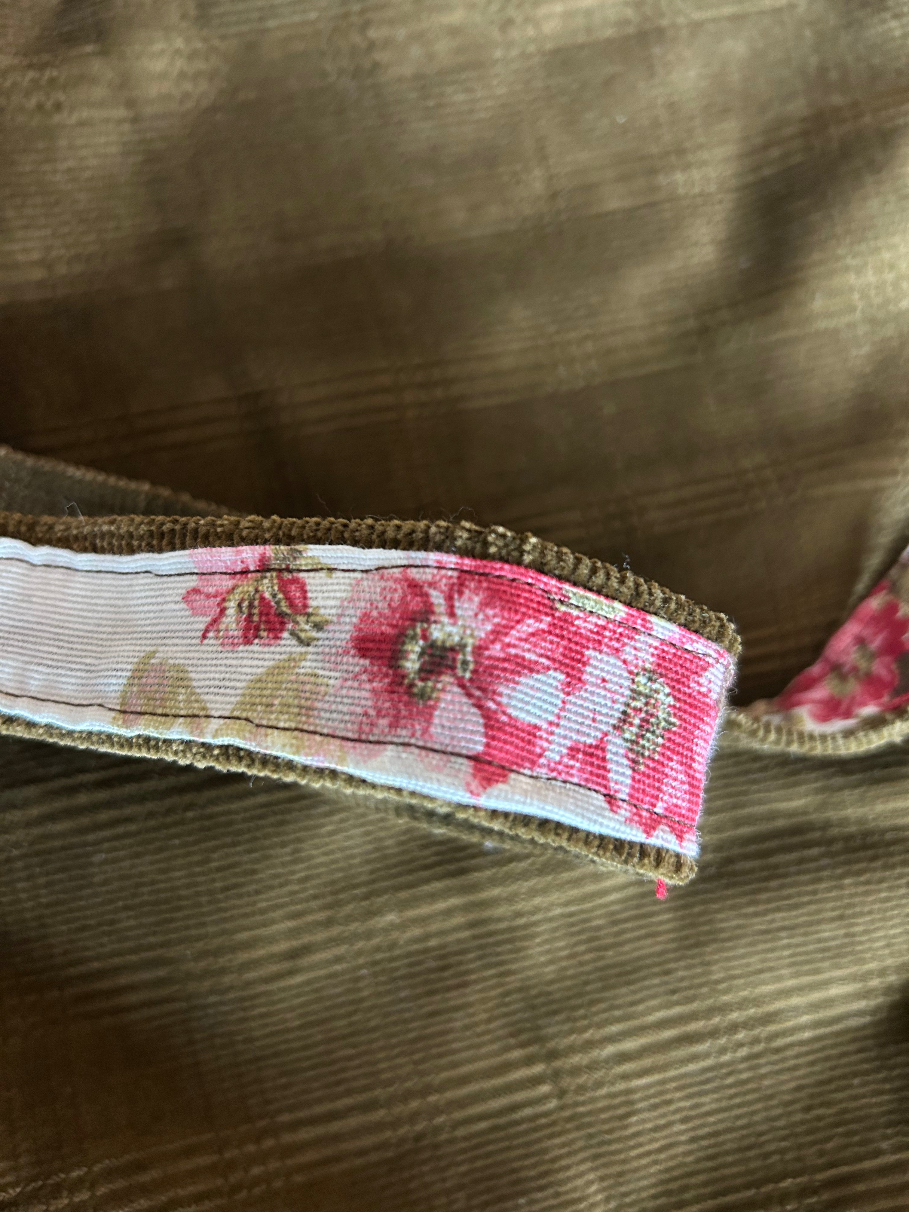 Sacoche réversible velours kaki