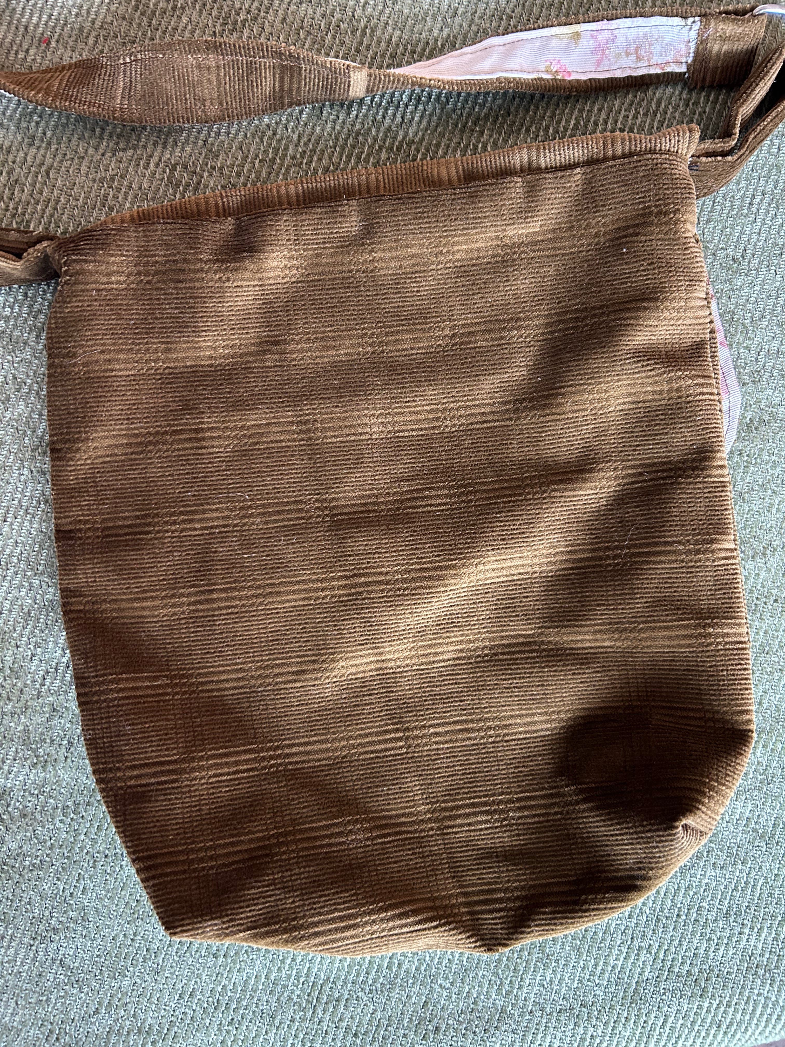 Sacoche réversible velours kaki